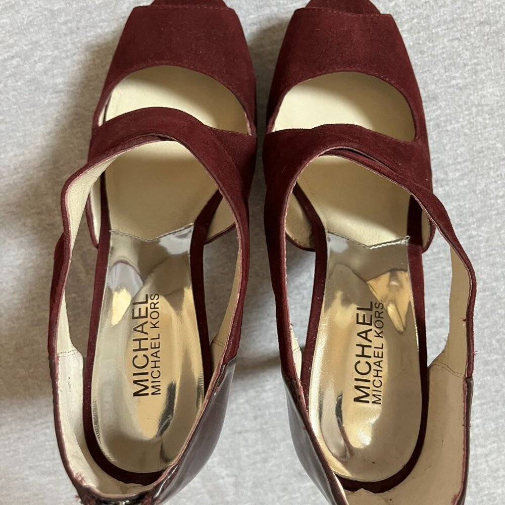 MICHAEL Michael Kors Burgundy Suede/Leather Heels, Never worn. Size 7 - Picture 5 of 12